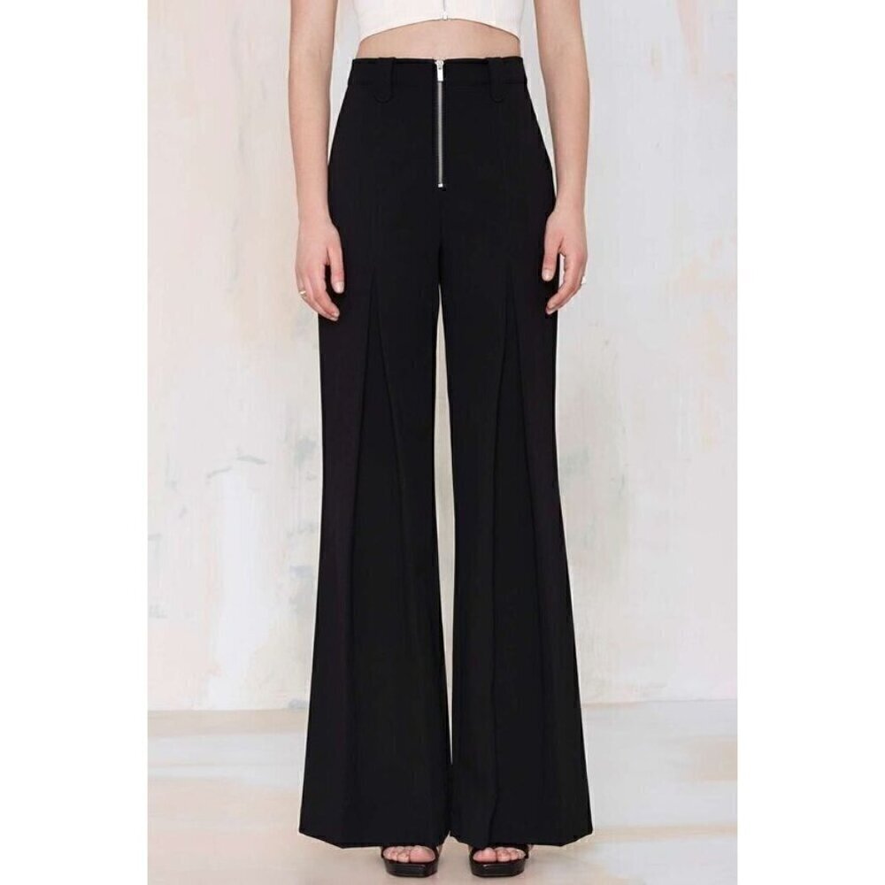 Nasty Gal Women's I'm Bossy Black Wide Leg High Waist Trousers Pants Size XS